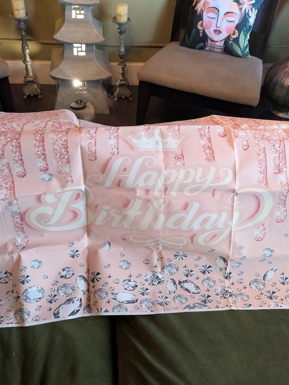 Happy Birthday Pink Glitter Diamond Banner